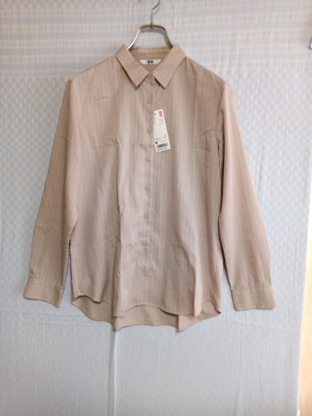 12251 ★★ ユニクロ レーヨンストライプ長袖シャツ サイズM 新品