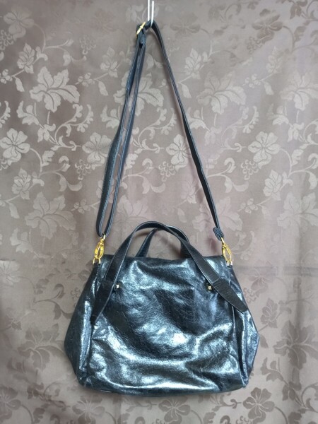 12579 ★★ GIANNI CHIARINI イタリア製 レザーショルダーバッグ 黒