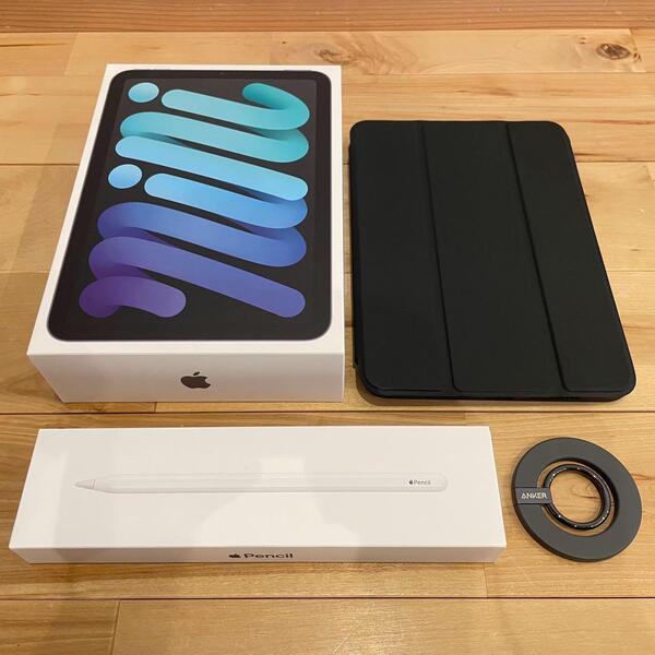 ★バッテリー100%・極美品★iPad mini 第6世代 256GB Wi-Fi Apple Pencil・カバー・スマホリング付き