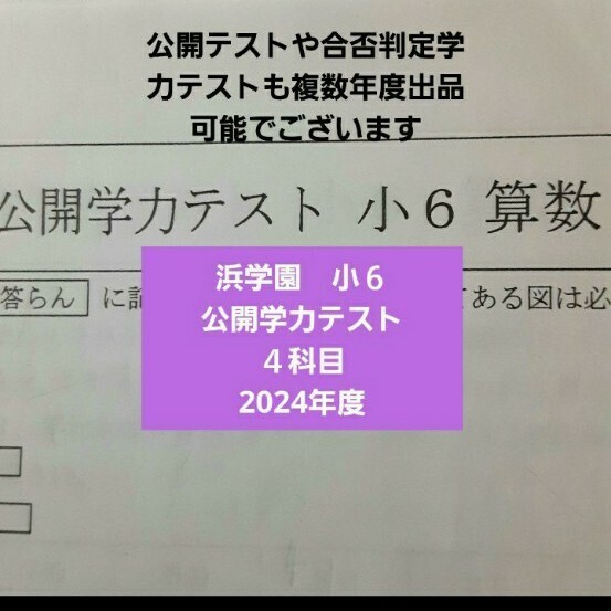 浜学園 小6 2024年度 公開学力テスト 4科目 国語算数理科社会 1年分