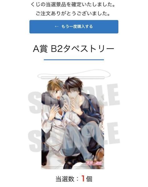 ◇ 世界一初恋 くじメイト A賞 B2 タペストリー 高野政宗 小野寺律 高律 セカコイ 中村春菊