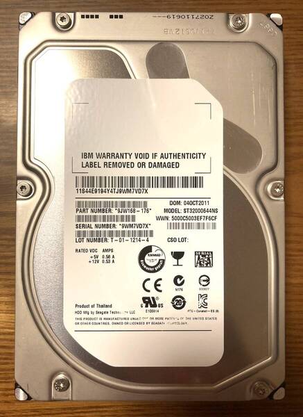 【状態◎】Seagate シーゲート Constellation ESシリーズ ST32000644NS 3.5インチ HDD 2TB(エンタープライズ向けHDD)