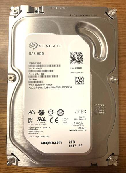 【使用時間・小】Seagate シーゲート NAS HDD ST2000VN000 3.5インチ HDD 2TB(NASソリューションに適したHDD/使用時間:30時間未満)