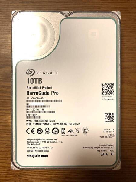 【希少モデル!】Seagate シーゲート Barracuda Pro ST10000DM0004 3.5インチ HDD 10TB(使用時間:50時間未満)