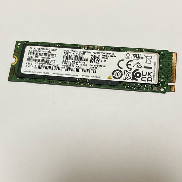 2843 NVMe SSD SAMSUNG Samsung 256GB 2280 M.2 M2