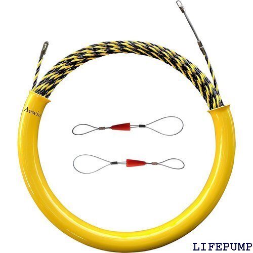 Aewio 15m通線 ロッド径 5.5mm 通線収納 通線工具 15m通線 イエローブラック+通線収納ケース 17320