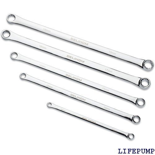 Delihom ストレート ロング両口メガネレンチセット スパナセット 5本組 レンチ 8mm~19mm 17364
