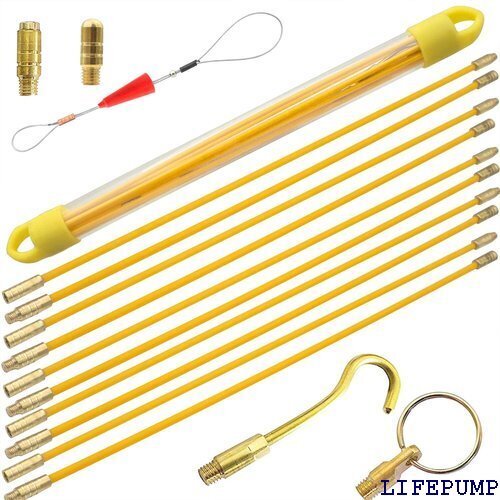 Akuoly通線ワイヤー 入線専用ワイヤー 10本×3 m通線収納ケース付配線 通線 入線工事用ロッド 通線工具 17421