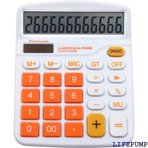 OFFIDIX 電卓 12桁 計算機 簿記 電卓 卓上 ソーラー電卓 ソーラーと電池二重電源 携帯便利 オレンジ 17674