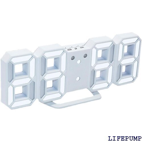 ZAZ デジタルLED時計 3Dデジタルアラーム時計 本体:ホワイト LED:ホワイト dtokei-002 17743