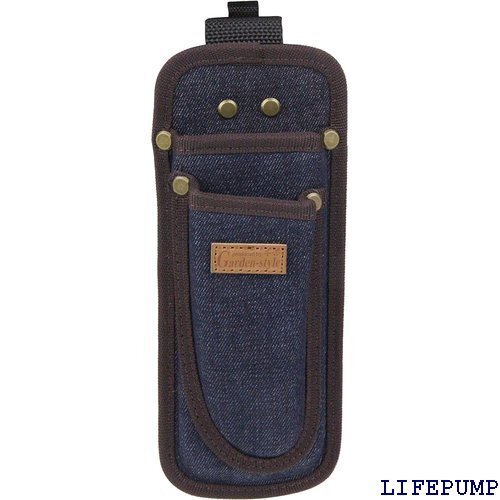 千吉 デニム剪定鋏&折込鋸サック 2段型押 95×235×55mm カラビナ付 SDGS-14 17927