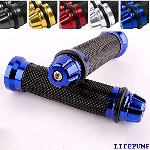 Karun カスタム グリップ バーエンド 付属 アルミ バイク ハンドル φ 22.2 mm 341 ブルー 17967