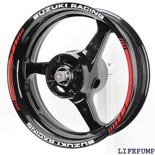 AxxL バイク用 17インチ カスタム リムステッカー スズキ レーシング SP6-S レッド SUZUKI 18508