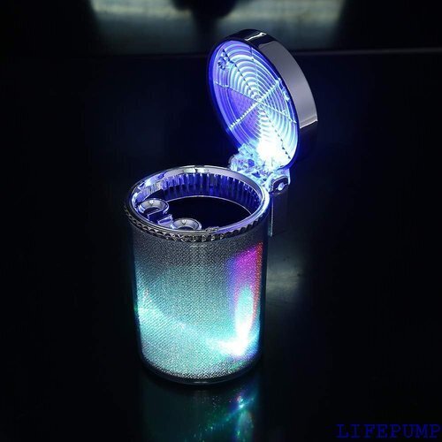 Juhon LEDライト付きシガー灰皿 コンテナスモー プホルダー カラフルな収納カップ付きポータブル 車の灰皿 18564