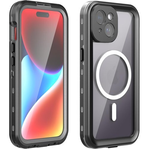 防水 iPhone 15 ケース 完全防水 Magsa 止 保護タッチパネルスクリーン付き iPhone15 黒 185