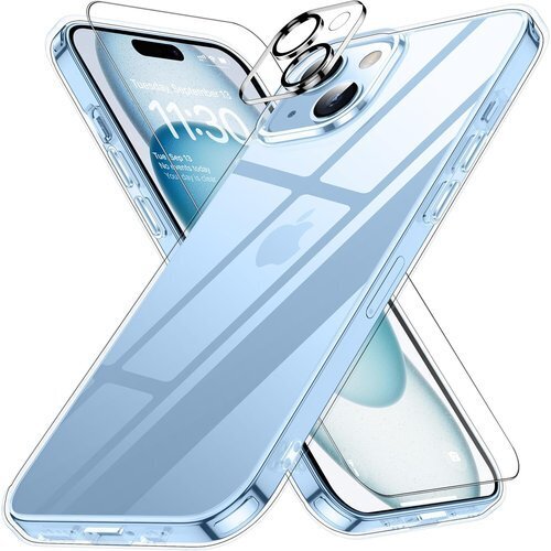 iphone15 ケース クリア 耐衝撃 レンズ保護付 対応 SGS認証 カバー 透明 6.1インチ XIWXI 546
