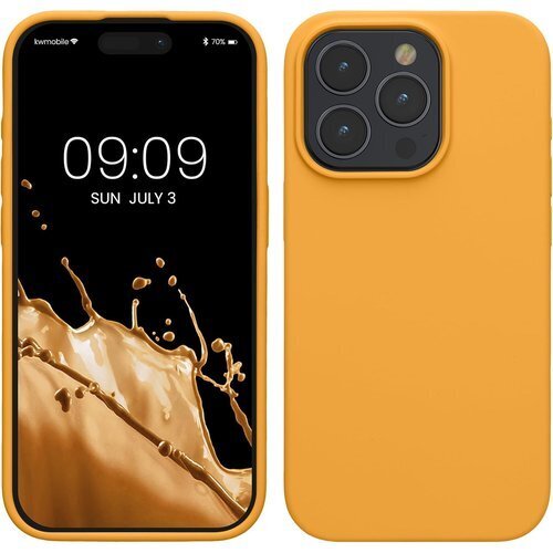 kwmobile スマホケース iPhone 15 P 耐衝撃 傷防止 サラサラ - シリコン TPU マンゴー 638