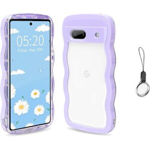 Google Pixel 7A かわいい ケース 波状 ヤレス充電対応 Google Pixel 7A-パープル 664