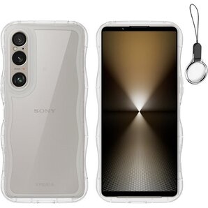 Xperia 1 VI かわいい ケース うねうね 耐 応 ストラップホール付き Xperia 1 VI-純透明 715