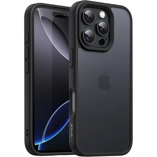 JETech iPhone 16 Pro 6.3インチ つや消しの半透明背面 スマホカバー 指紋防止 ブラック 753