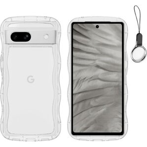 Google Pixel 6A かわいい ケース うね 充電対応 ストラップホール付き Pixel 6A-純透明 765