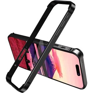 iPhone16 Pro Max 用 バンパー アイフ 量 アルミサイドバンパー フレーム 携帯ケース・ブラック 779