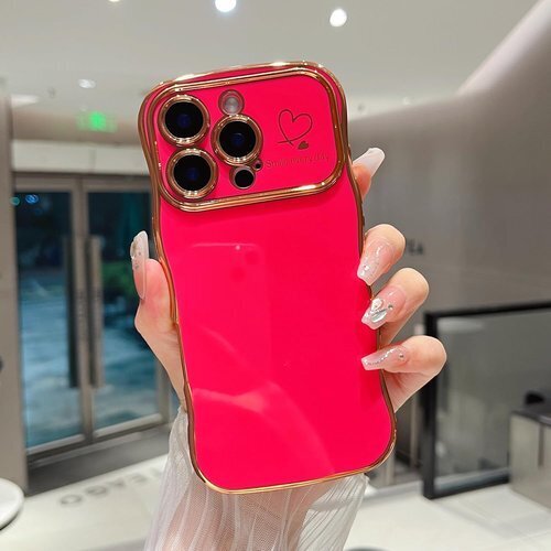 iPhone 16 Pro Max 用 ハートケース 国 可愛い 携帯カバー ワイヤレス充電対応 ホットピンク 868