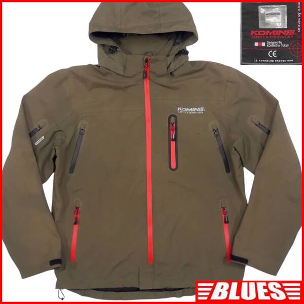 即決★KOMINE★メンズ 3XL ライダースジャケット コミネ レーシングジャケット メッシュ ナイロン カーキ ベンチレーション プロテクター