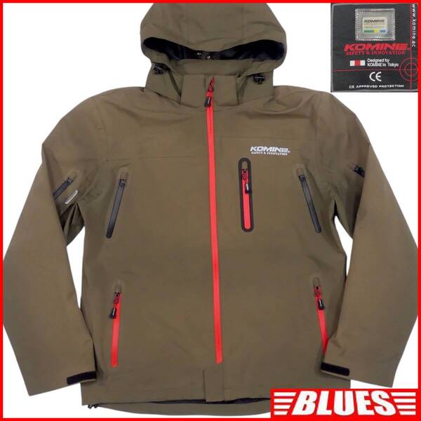 即決★KOMINE★メンズ 2XL ライダースジャケット コミネ レーシングジャケット メッシュ ナイロン カーキ ベンチレーション プロテクター