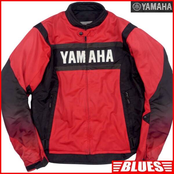 即決★YAMAHA★メンズ XL ナイロン ライダースジャケット ヤマハ レーシングジャケット 赤 黒 ライナー着脱 メッシュ プロテクター