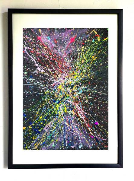 私たちの存在X-Ⅱ / 抽象画 77×56㎝ B2 額縁セット 原画1点のみ モダンアート インテリア ギフト おしゃれ アートパネル ビビッドカラー