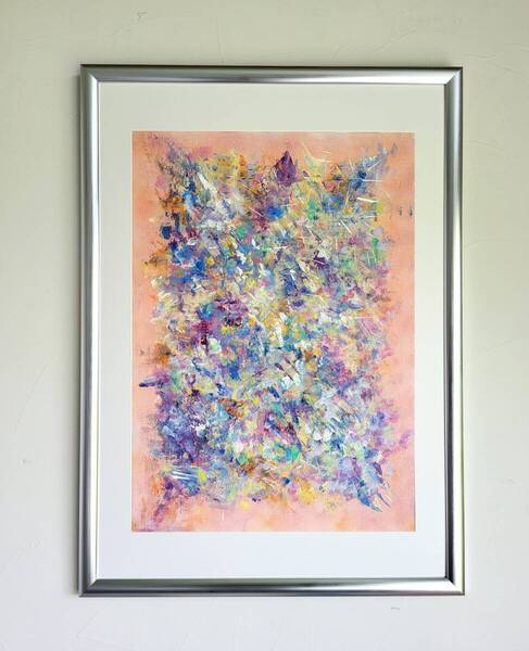 香水 / 抽象画 77×56㎝ B2 額縁セット 原画1点のみ モダンアート インテリア ギフト おしゃれ アートパネル パステル