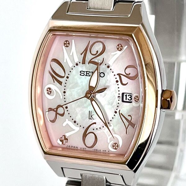 【稼働】磨き済み セイコー SEIKO ルキア LUKIA レディース 腕時計 ソーラー 美品 シェル文字盤 ゴールド s2106