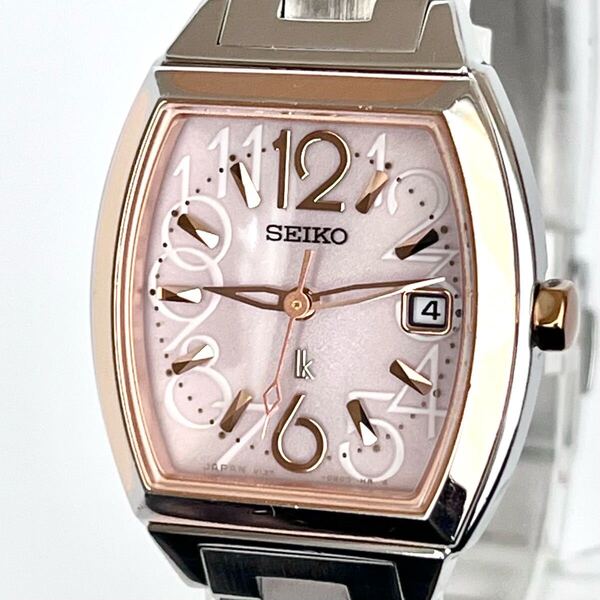 【稼働】磨き済み セイコー SEIKO ルキア LUKIA レディース 腕時計 ソーラー 美品 ピンク文字盤 ゴールド s2102
