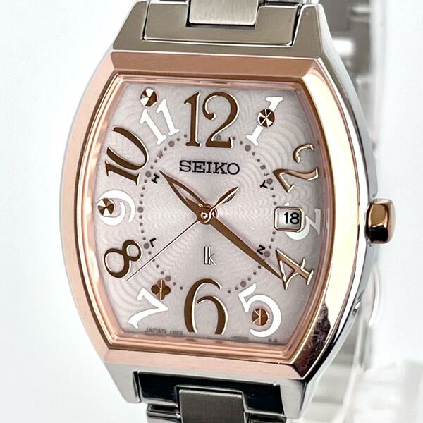 【稼働】磨き済み セイコー SEIKO ルキア LUKIA レディース 腕時計 電波ソーラー 美品 ピンクシルバー文字盤 ゴールド s2107