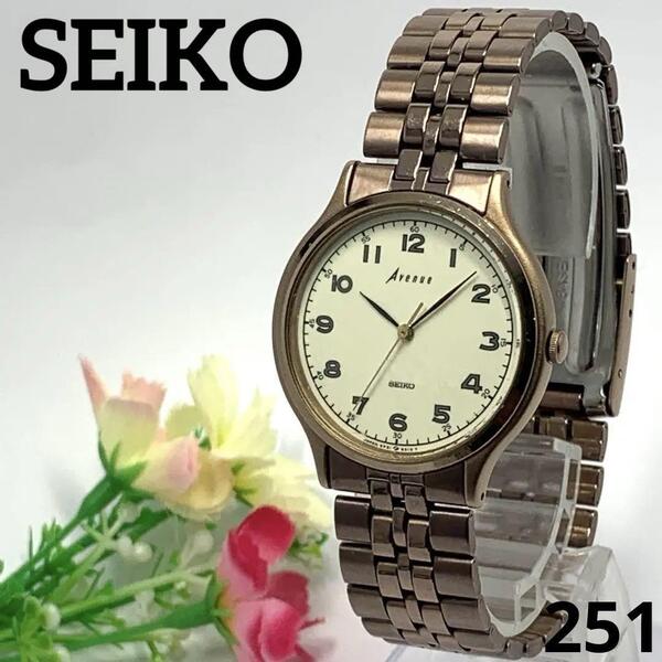 251 稼働品 SEIKO メンズ 腕時計 セイコー Avenue アベニュー ゴールド 電池交換済 クオーツ式 人気 希少 ビンテージ レトロ アンティーク