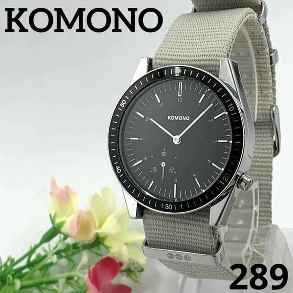 289 稼働品 KOMONO メンズ 腕時計 コモノ ブラック スモールセコンド 回転ベゼル 電池交換済 クオーツ式 人気 希少 ビンテージ