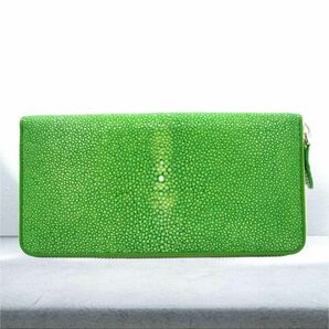 スティングレー チャック付き 長財布 ライトグリーン ウォレット 牛革 ギフト