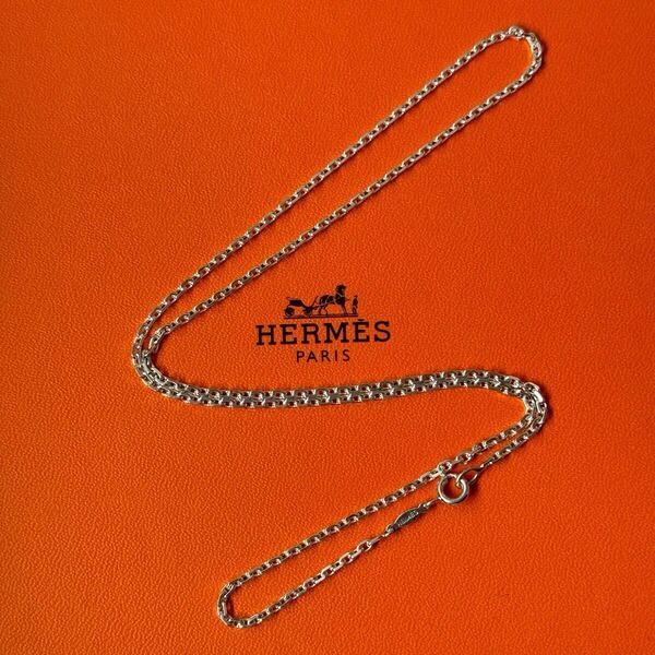 【希少 極美品】HERMES エルメス チェーン ネックレス 50cm ヴィンテージ SV925 シルバー アクセサリー ロールチェーン 喜平