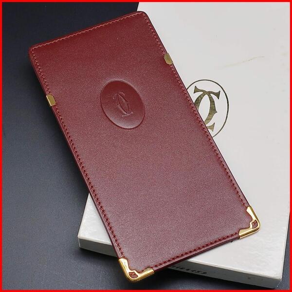 正規品 カルティエ Cartier メガネケース Eyeglass case マストライン Must line レザー Leather ボルドー Bordeaux 箱 Authentic Mint