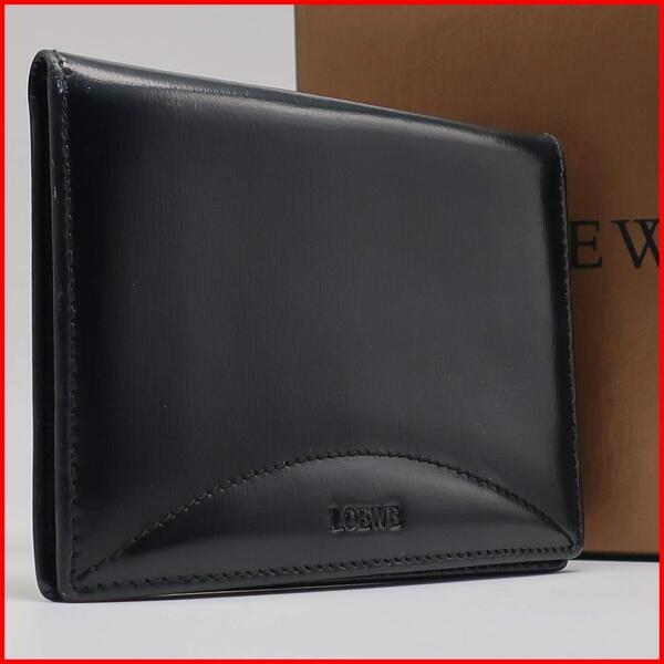 正規品 ロエベ LOEWE 名刺入れ カード パスケース Card case アナグラム Anagram オールレザー 三層式 大容量 箱 Authentic Mint