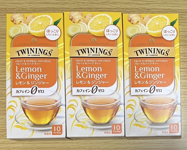 TWININGS レモン&ジンジャー カフェインゼロ ティーバッグ 3箱セット フルーツ&ハーブティ トワイニング 紅茶