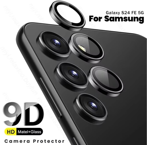 Galaxy S24 FE SCG30 カメラフィルム ギャラクシー s24fe 用 カメラ保護フィルム 耐衝撃 独立型 アルミ カメラカバー ブラック