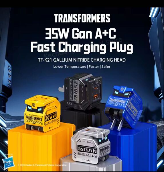 トランスフォーマー 35W PD 急速充電器 GaN USB A + Type C デュアルポート急速充電 LED付き ブルー