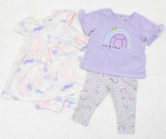 【新品・タグ付き】コストコ Pekkle 子ども服 ワンピース ショートパンツ 半袖Tシャツ レギンス 4点セット ベビー 18M 女の子 女児 80 相当