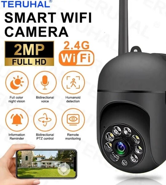 WiFi 防犯カメラ 監視カメラ 自動追尾 ブラック