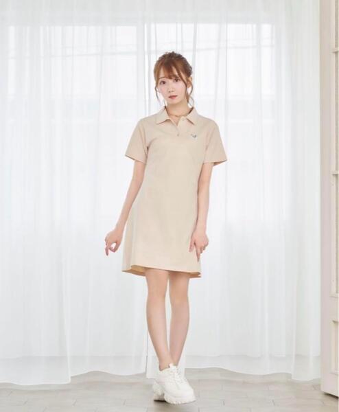Rose muse ロゼミューズ 猫 ワッペン ポロワンピース ベージュ