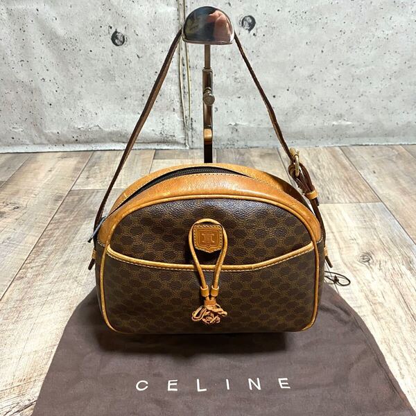 本物☆CELINE セリーヌ マカダム柄 レザー ハンドバッグ ミニトートバッグ ブラウン ミニバッグ ビジネス トリオンフ オールド レディース