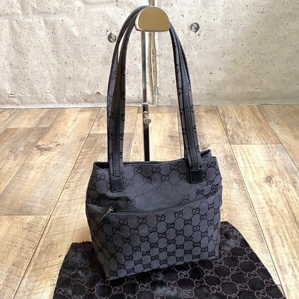 本物 GUCCI グッチ GG柄 キャンバス ミニトートバッグ 黒 ミニハンドバッグ レザーバッグ バッグ オールド ヴィンテージ レディース メンズ