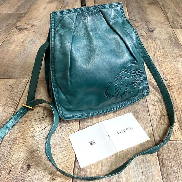 本物 LOEWE ロエベ アナグラム柄 ナッパレザー ミニショルダーバッグ 斜めがけ ポシェット ボディバッグ ヴィンテージ オールド レディース